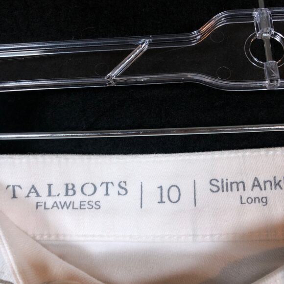 Talbots Womens Jeans White Flawless 5 Pocket Mid Rise Slim Ankle Stretch 10 Long - Picture 4 of 12
